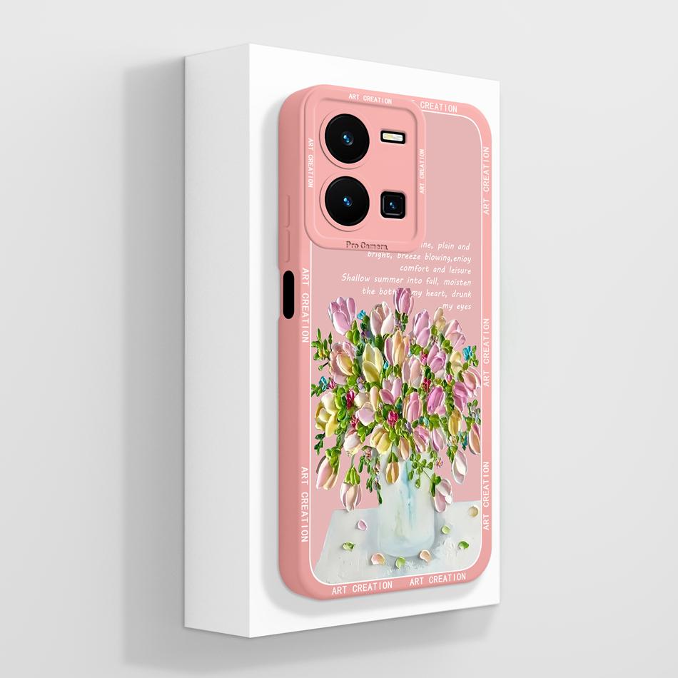 For Vivo Y35 Y35M Case Black-Butterfly Soft Liquid Silicone Back Cover For Vivo Y 35 4G 5G Funda Anti Drop Phone Protector Coque