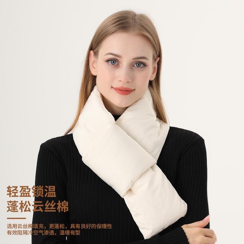 Korean Style Warm Scarf Winter Women's High-end Fashion Thick Solid Color Long European American Cross-border Down