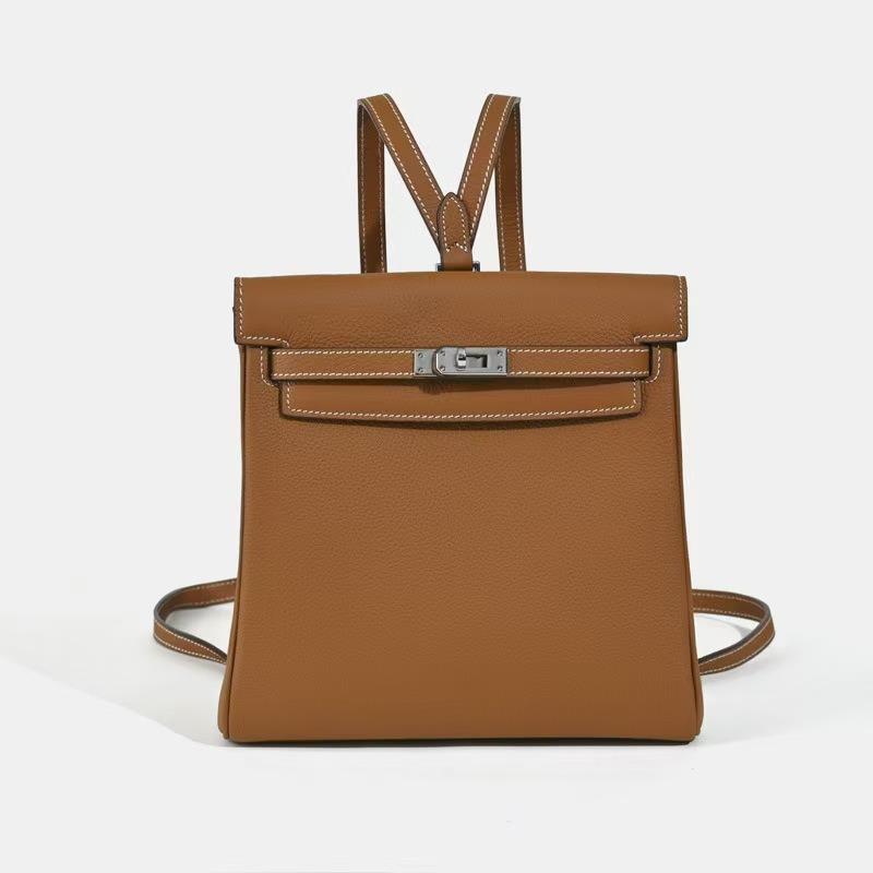 Ретро кожаный рюкзак женский новый рюкзак из коровьей кожи первого слоя модный универсальный большой вместимости деловая сумка для поездок 2251022cm золотисто-коричневый 11560₽