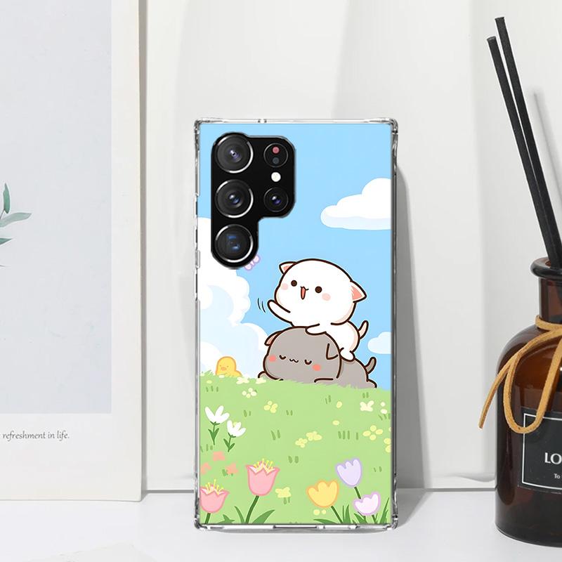 Cute Peach Goma Cat Phone Case For Samsung Galaxy S26 S25 Edge S24 FE S23 S22 Ultra S21 Plus S20 + Art Fundas Back Cover Galaxy