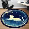 1PC Galaxy Cat Office Round Area Rug, Mat Suitable For Office, Under Office Chairs Bedroom Living Room Home Decor, Room Deco