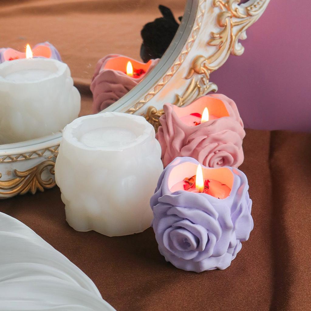 Silicone Mold Making Elegant Rose Candle Holders Moulds Home Ornament Moulds Silicone Texture for Weddings and Events