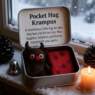 Christmas Pocket Hug Gift Handmade Felt Keepsake In Tin Box with Inspirational Message Card Little Pocket Hug Token Xmas Stocking Stuffers for Friends