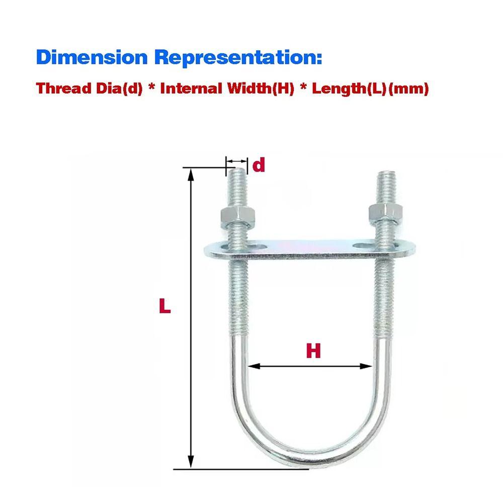 1Pcs Durable Galvanized Q235 Carbon Steel M8 Round Tube Clamp With Baffle Screws Pipe U-clamp Round Bolt for Round Tube