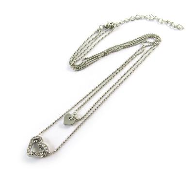 [N8450] - Διπλό κολιέ 'Love' ασημί