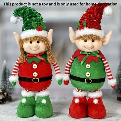 Christmas Classic Stretchable Elf Figurine,Festive Polyester Wall Hanging,Unisex Christmas Party Decor, No Laser,No Feather,Hol
