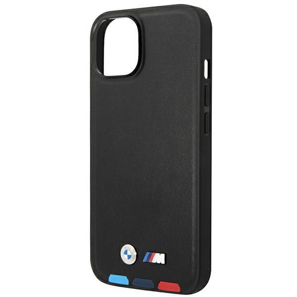 Bmw Case Bmhmp14M22Ptdk Iphone 14 Plus / 15 Plus 6,7 Black/Black Leather Stamp Tricolor Magsafe
