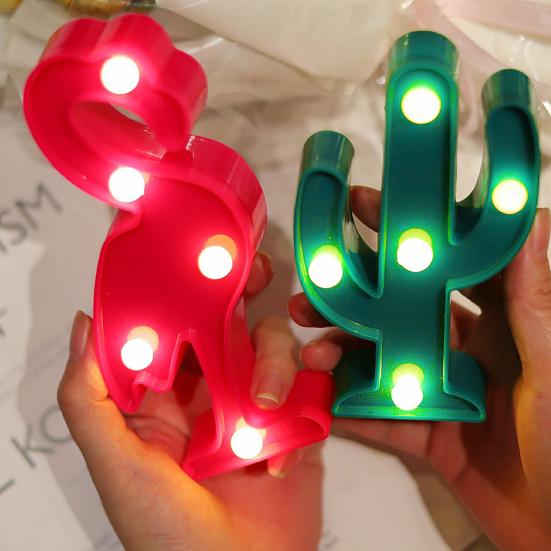 Night Light 3D Pineapple Shape Christmas Decor Cactus Flamingo Cartoon Light for Home