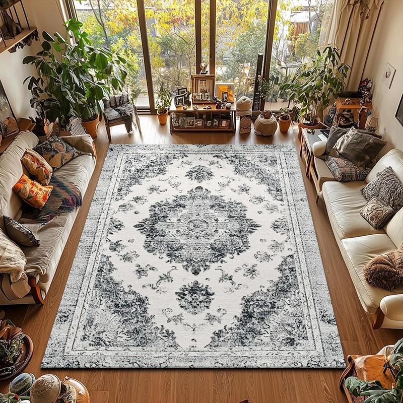 RAKKS Vintage Velvet Area Mat-Non-Slip, Soft & Durable Polyester, Retro Abstract Design,Perfect for Living Room & Bedroom Decor