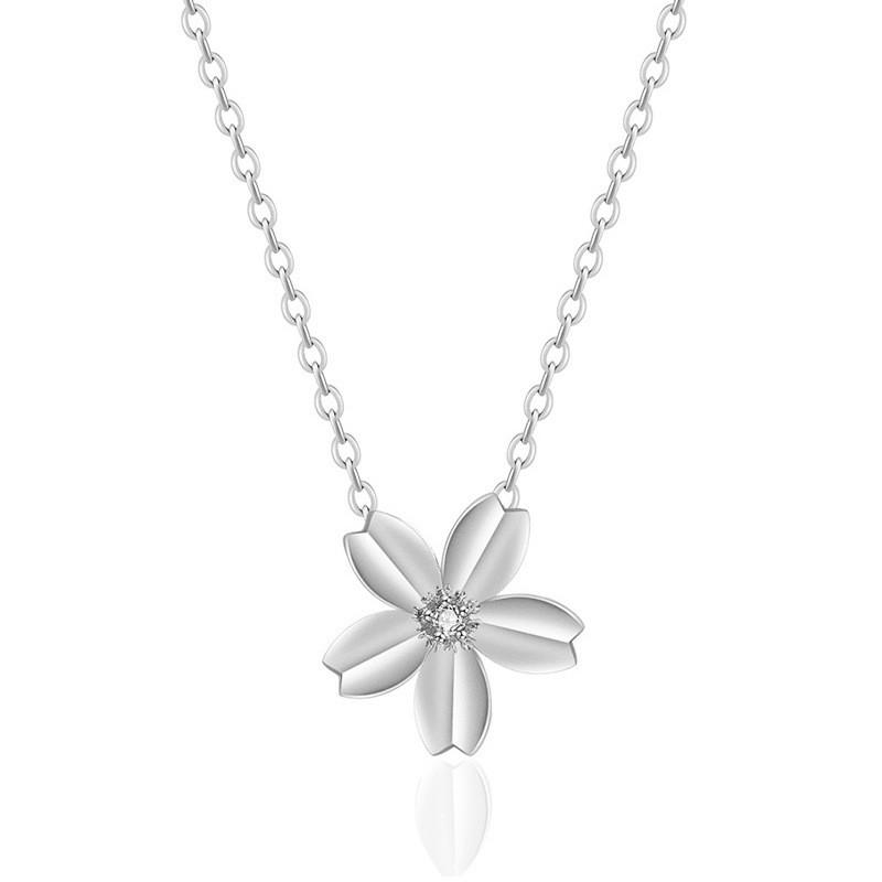 New Elegant 2022 Titanium Steel Cherry Blossom Zircon Necklace For Women With Floral Design