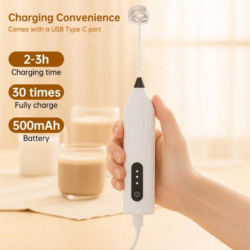 Rechargeable HandHeld Milk Frother Blender Portable Electric Whisk Coffee Frother 3-Speed Milk Frother Beverage Mixer