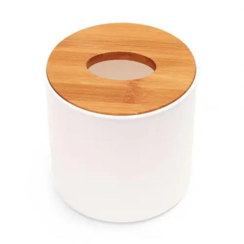 Home Kitchen Round/Square Wooden Tissue Box Case Napkin Holder Home Organizer Napkin Holder Tissue Holder Tissue Case Tempat Box
