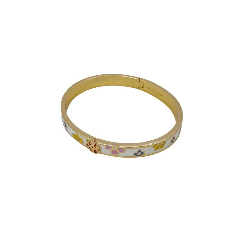 Bracelet Chic Métal Floral Émaillé de Luxe Léger