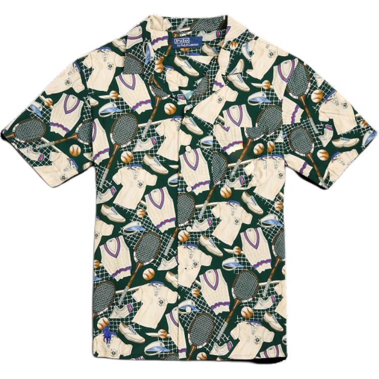 Polo Ralph Lauren SS24 Tennis Equipment Pattern Print Single-Breasted Short Sleeve Shirt Men Shirts Multicolor MNPOWOV1N820748-300