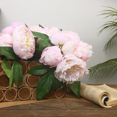 2 Pcs Silk 6 Heads Peonies Artificial Flowers Bouquet for DIY Wedding Party Table Center Pieces Room Decor Home Office Fake Floral Gift Box