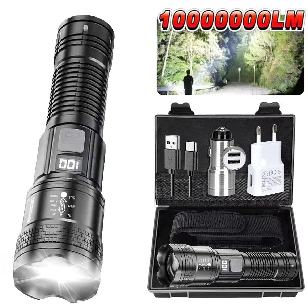 1/2Pack Super Bright Flashlight USB Rechargeable LED Long Range Tactical Torch Lamp Outdoor Waterproof Camping Fishing Lantern