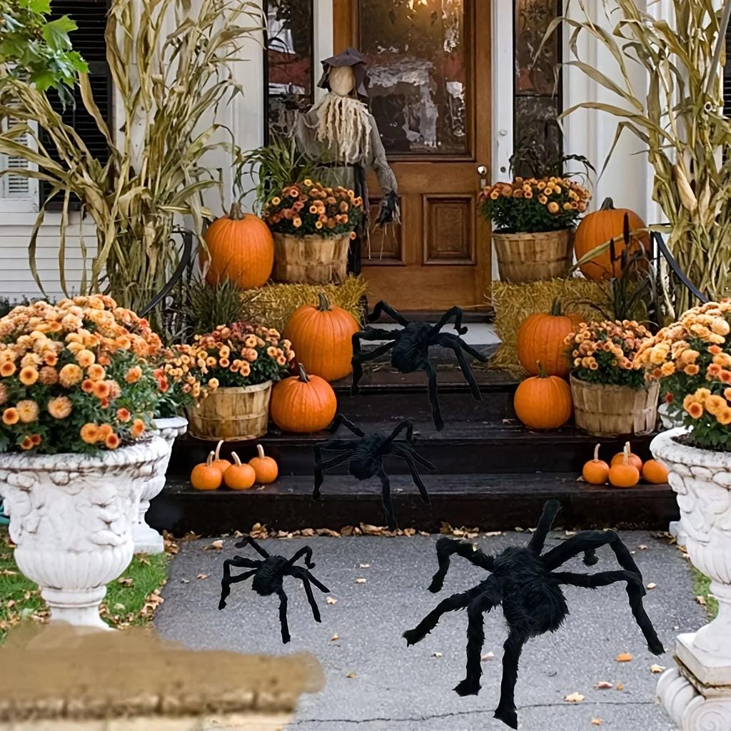 1pcs color and black giant fake spider Halloween horror decoration is suitable for courtyard parties and room decoration.