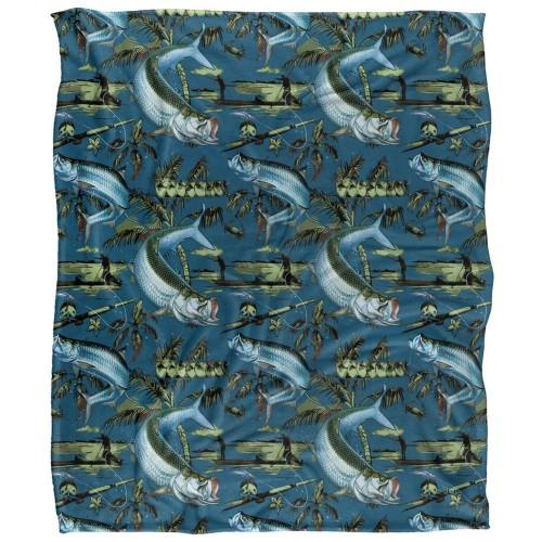 JQ Licensing Jl-Jp-Jq Silky Tiki Flower Fishing Supersoft Blanket