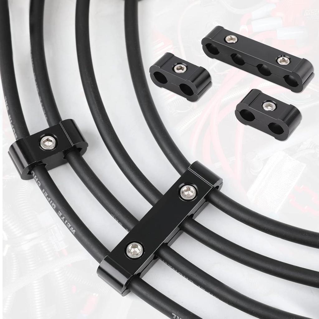 12pc Engine Spark Plug Wire Separator Divider & 8pc Spark Plug Wire Boots Protector Heat Sheild Sleeve 8mm 9mm 10mm Spark Plug Wire Clamp Holder