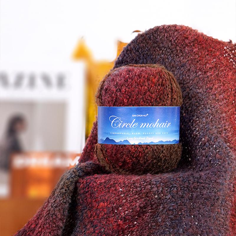 50G Section Lightweight Long Luxury Yarn Gradient Dyed Warm Mohair Soft Loop Fluffy