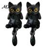 Zinc Alloy Jewelry Cute Black Cat Earrings for Women, Matte Kitten Studs with Fashion Girls Swaying Tail Design, Dynamic Animal Daily Wear &