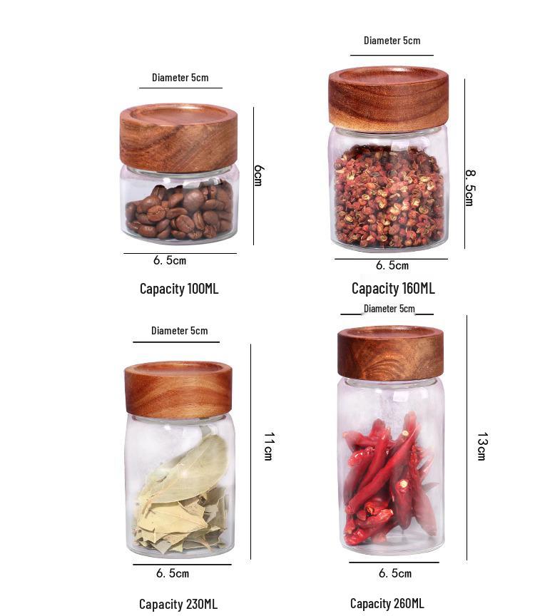 Acacia Wood Lid Glass Airtight Storage Jar for Honey or Bird's Nest