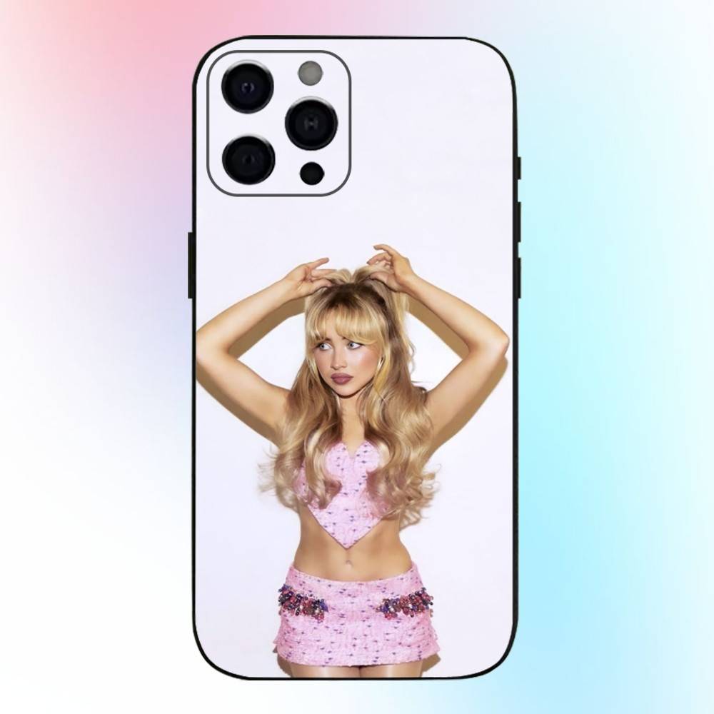 Sabrina Caprenter Phone Case For iPhone17,16,15,14,13,12,11 Plus,Pro Max Soft Black Cover