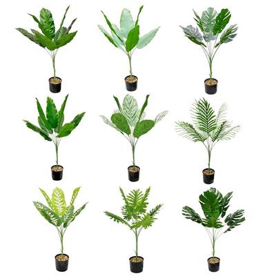 Large Faux Potted Green Plants: Monstera, Banana Leaf, Traveler's Palm for Home Display