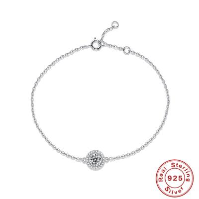 0,5 karátový náramok S925 striebro vkladaný moissanit okrúhly taška náramok jednoduchý temperament darček strieborné šperky