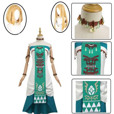 The Legend Tears of The Kingdom Princess Zelda Cosplay Sexy Dress Uniform Wig Headdress Set Prop Halloween Costume Women