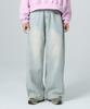 ROCKED GARAGE [Unisex] Balloon Fit Side Pintuck Wide Denim Pants [Light Wash]
