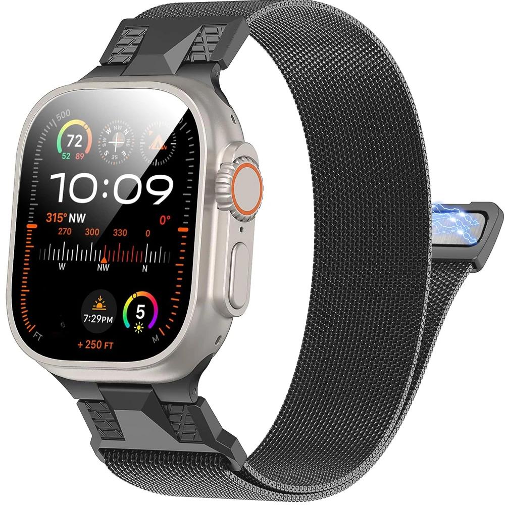 Milanese magnetic stainless steel loop for Apple Watch Ultra 2 49mm band for iWatch Series 10 9 8 7 6 5 4 se 46mm 45 44 bracelet