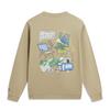 Li-Ning Men's Life Series Printed Fleece Crew Neck Sweatshirt Khaki  AWDW377-5
