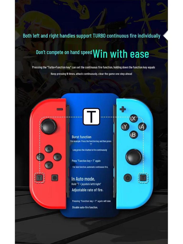 Joycon-style RGB Wireless Bluetooth Game Controller with Switchable Left and Right Small Handles for NS.