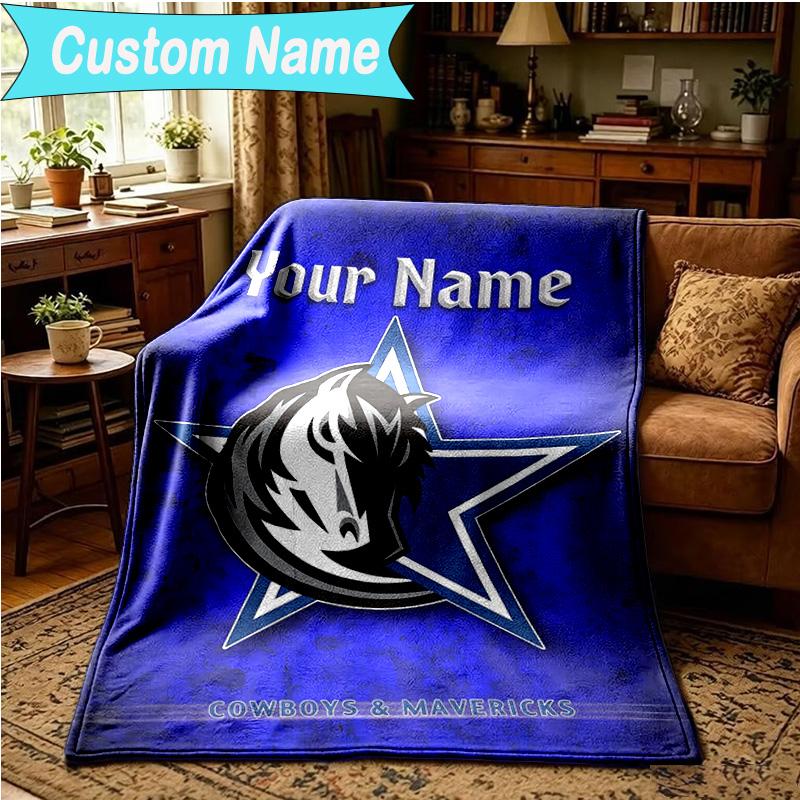 1PC Custom Name Blanket MAVERICKS BASKETBALL TEAM Flannel blankets Patterns Throw Blanket All-Season Soft Gift for Couch, Bed, Camping, Birthday gifts