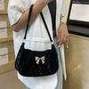 Sweet And Fresh Bowknot Handbag For Women  Style Trendy Underarm Messenger Bag Chain Shoulder Bag