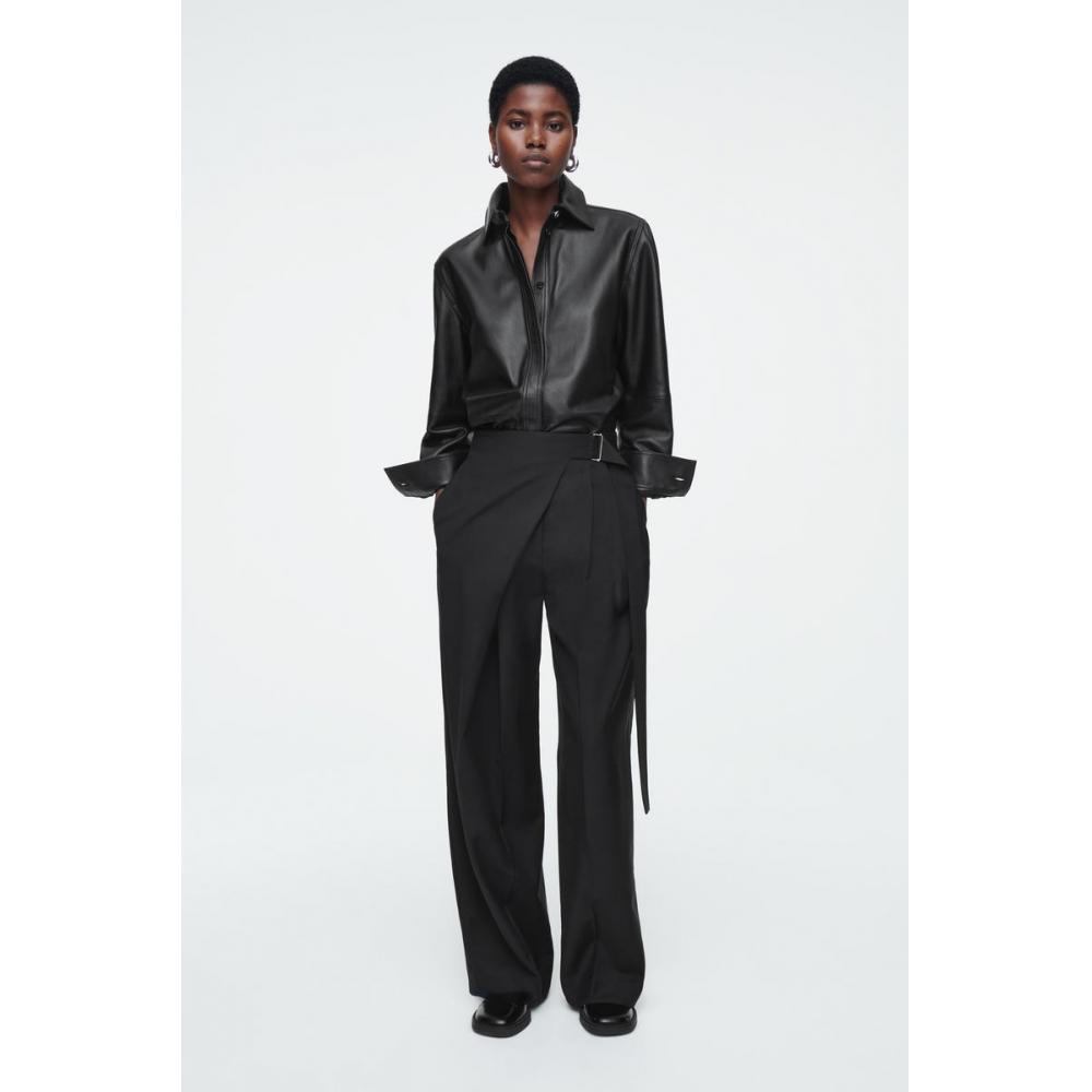 

Cos Japan Wrap Front Wool Pants With Belt