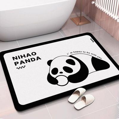 Cartoon Panda Diatom Mud Mat Banheiro Secagem rápida Absorvente Antiderrapante Tapete para pés Almofada para porta de vaso sanitário Fácil de limpar