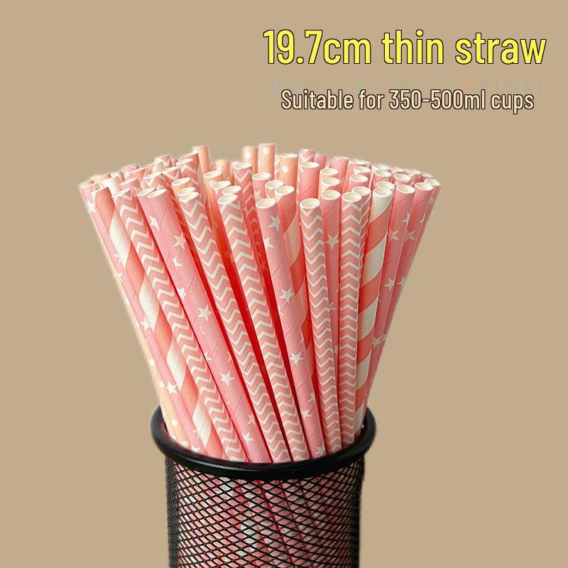 100 Biodegradable Striped Paper Straws - Colorful Drink Party Decorations