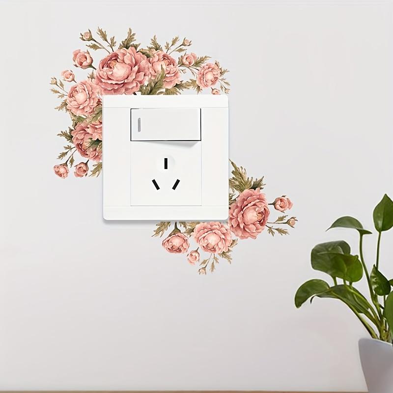 1pc Watercolor Flower Pattern Light Switch Stickers, Bathroom Bedroom Living Room Switch Stickers, Removable Self-Adhesive Wall Stickers