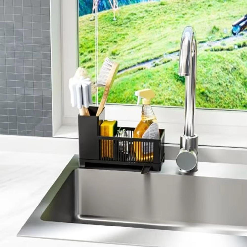 Well-ventilated Kitchen Sink Organizer Space-saving Sink Sponge Storage Basket Soap