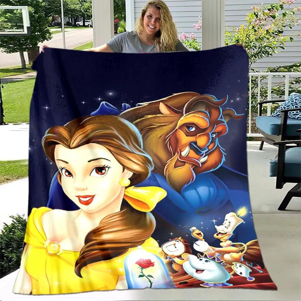 Die Schöne und das Biest Weiche Plüschdecke, Flanelldecke Überwurfdecke für Wohnzimmer Schlafzimmer Bett Sofa Picknick Abdeckung