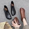Spring Flat Women's Shoes 2025 Fashion Ankle Boots Retro Casual Plus Size Short Boots Zipper Solid Color Warm Flat Zapatos Mujer
