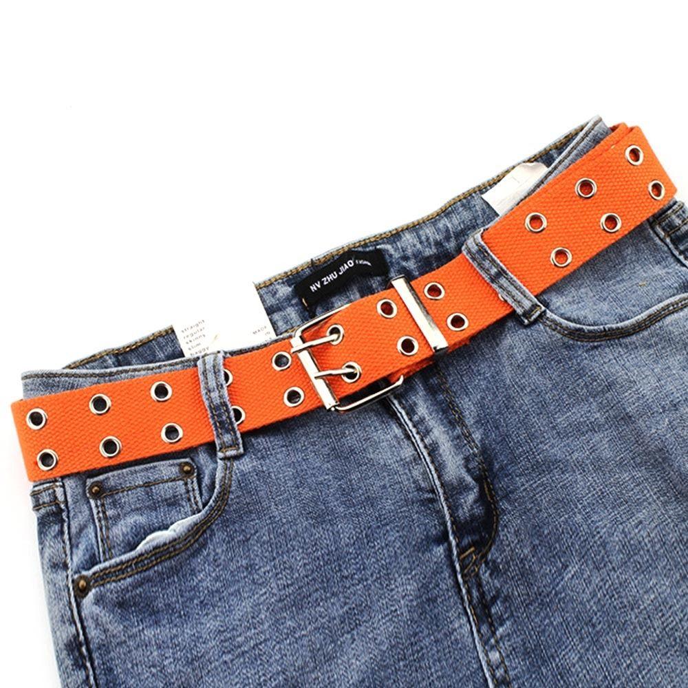 Design Vintage Ladies Dress Strap Double Pin Buckle Waistband Nylon Braided Belt Weave Waist Band