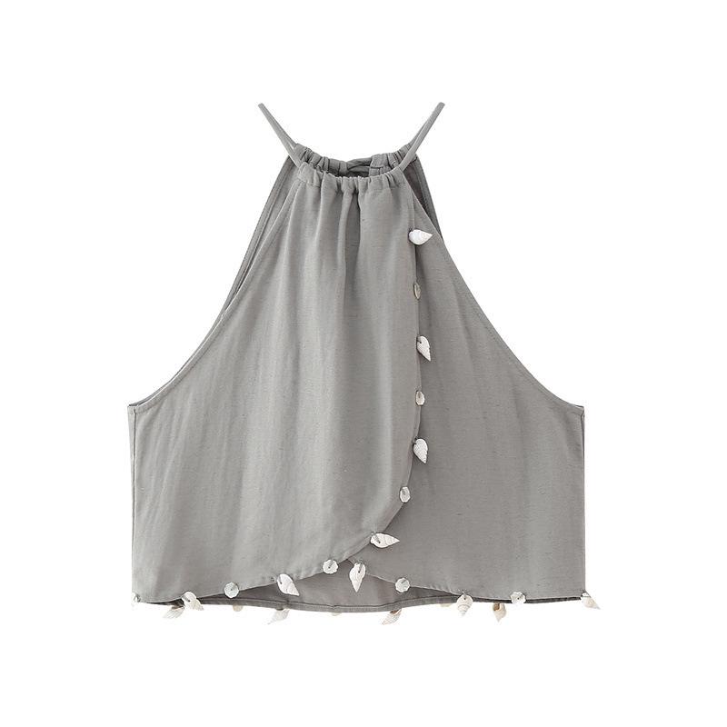 

European American Style Women s Shell Pendant Camisole with Wide Leg Pants L