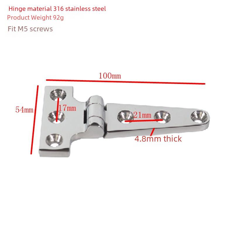 316 Stainless Steel T-Shaped Cabinet Glass Door Hinge (152x75x4.5/100x54x4.8)