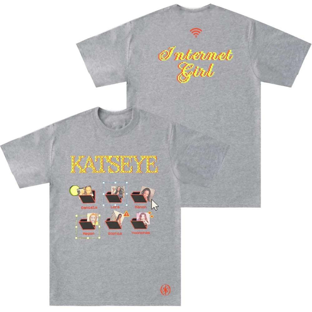 Internet Girl TShirt Katseye Merch TShirt Unisex Fashion Pop Music Short Sleeve Sporty Street Style Women And Men Tshirt