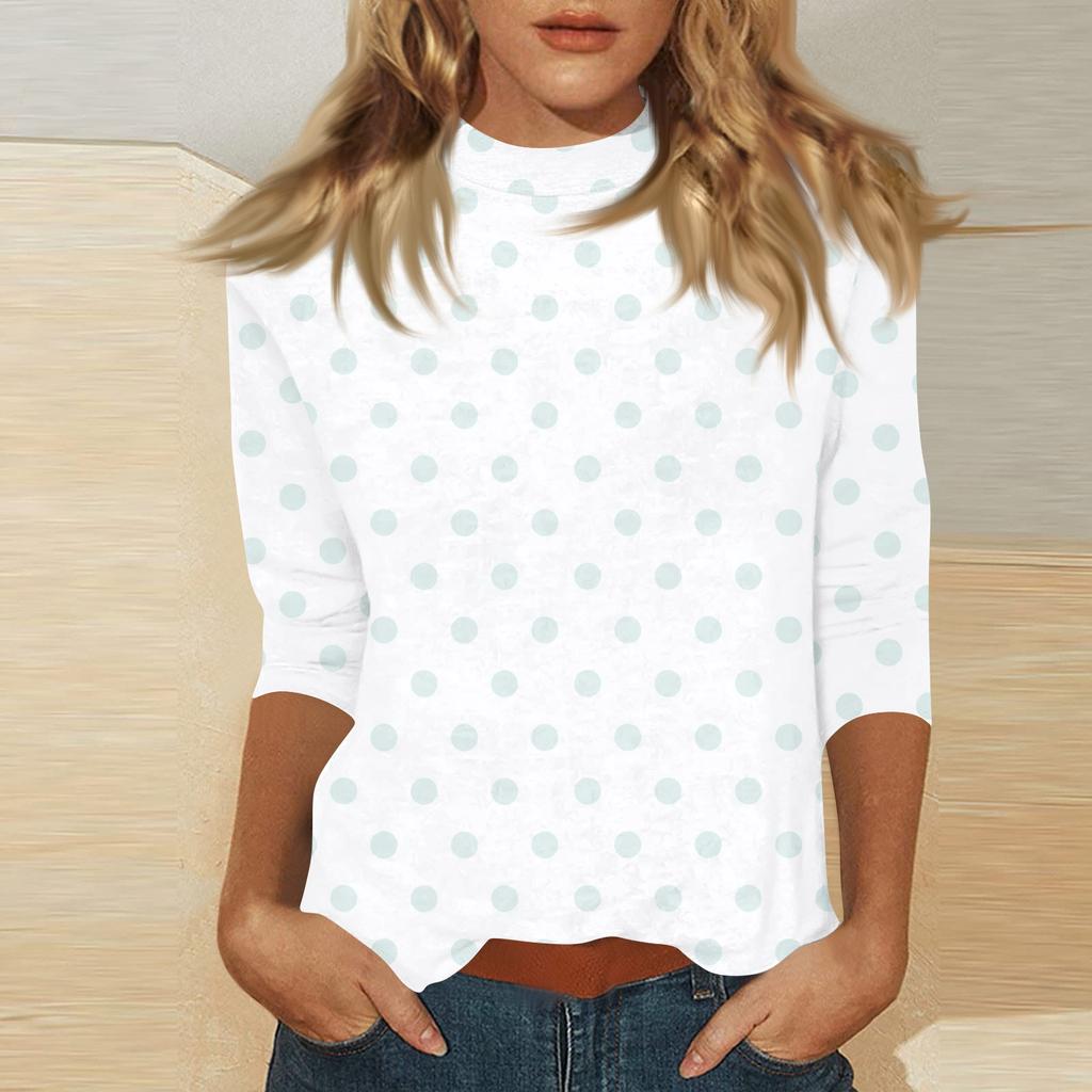 Damen Mock-Neck 3/4-Ärmel Bedrucktes Oberteil