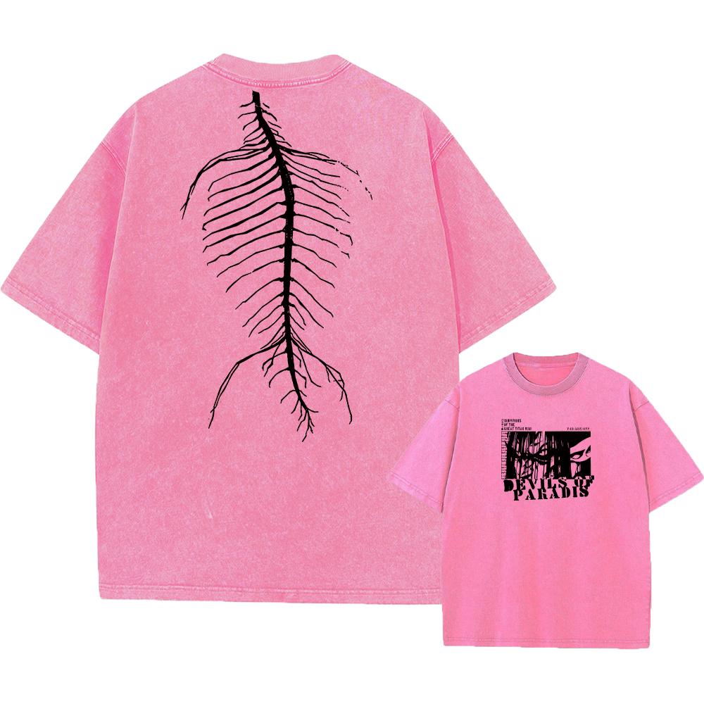 Anime Attack on Titan Syre T-skjorte Bomull Kort Ermet Trykt Streetwear Vintage Vasket T-skjorter Menn Harajuku Manga Grafisk