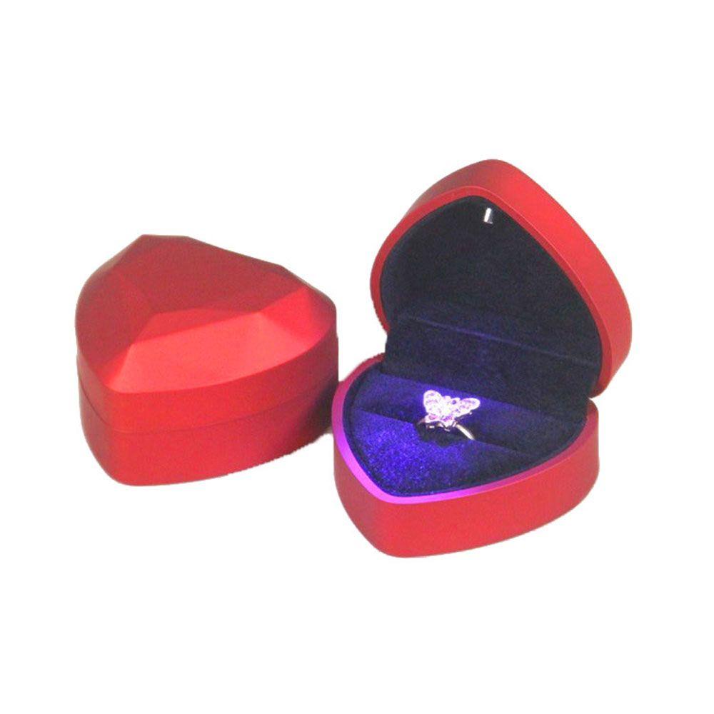 Proposal Velvet Wedding Ring Holder Heart-shaped Jewelry Display Organizer Storage Case Ring Box